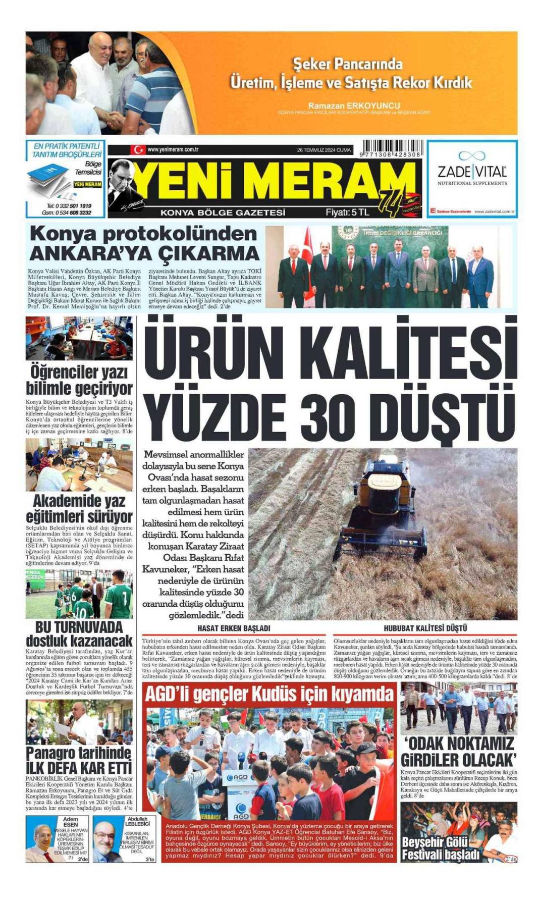 Konya'da günün gazete manşetleri (26 Temmuz 2024) 2