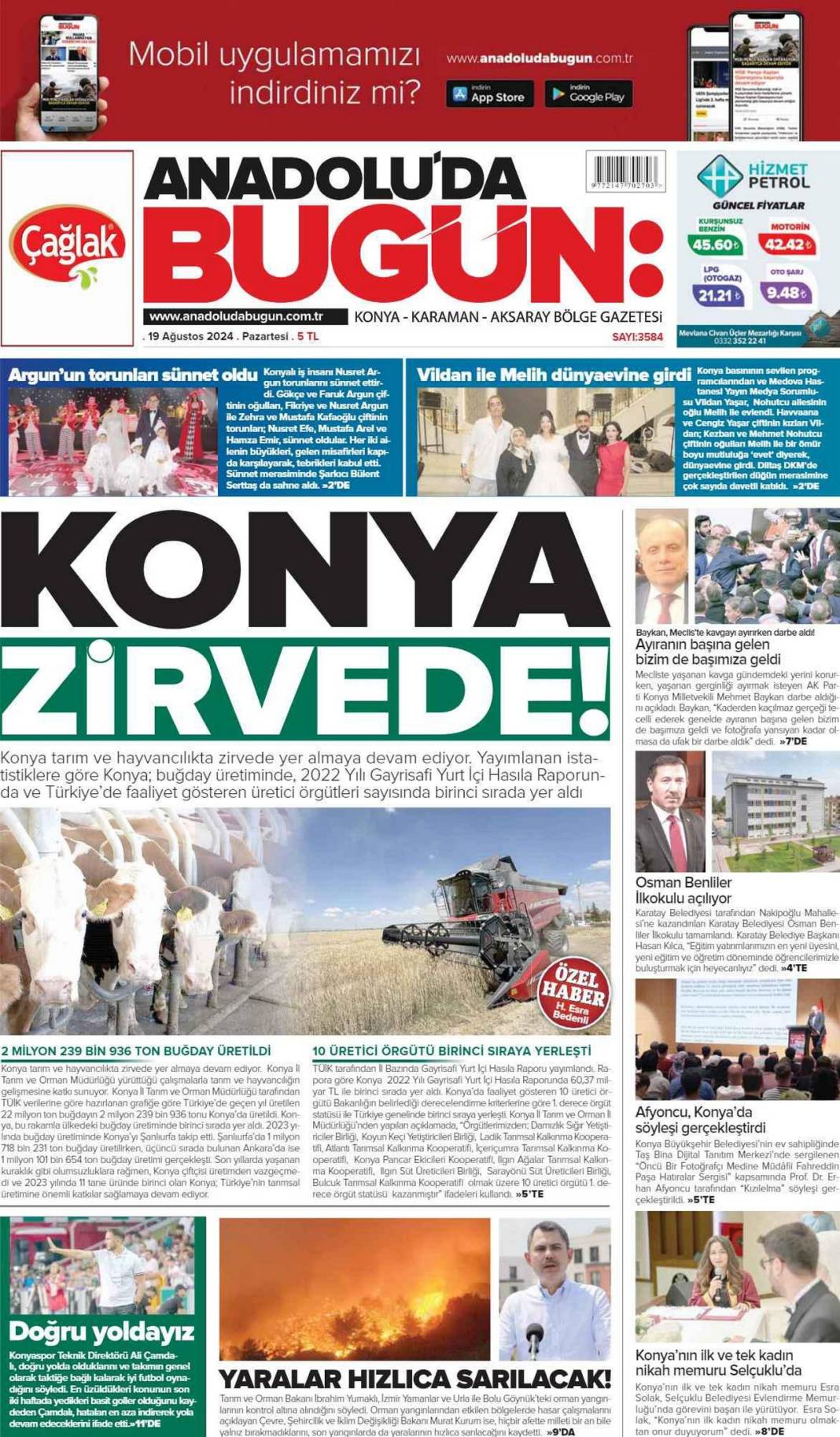 Konya'da günün gazete manşetleri (19 Ağustos 2024) 10