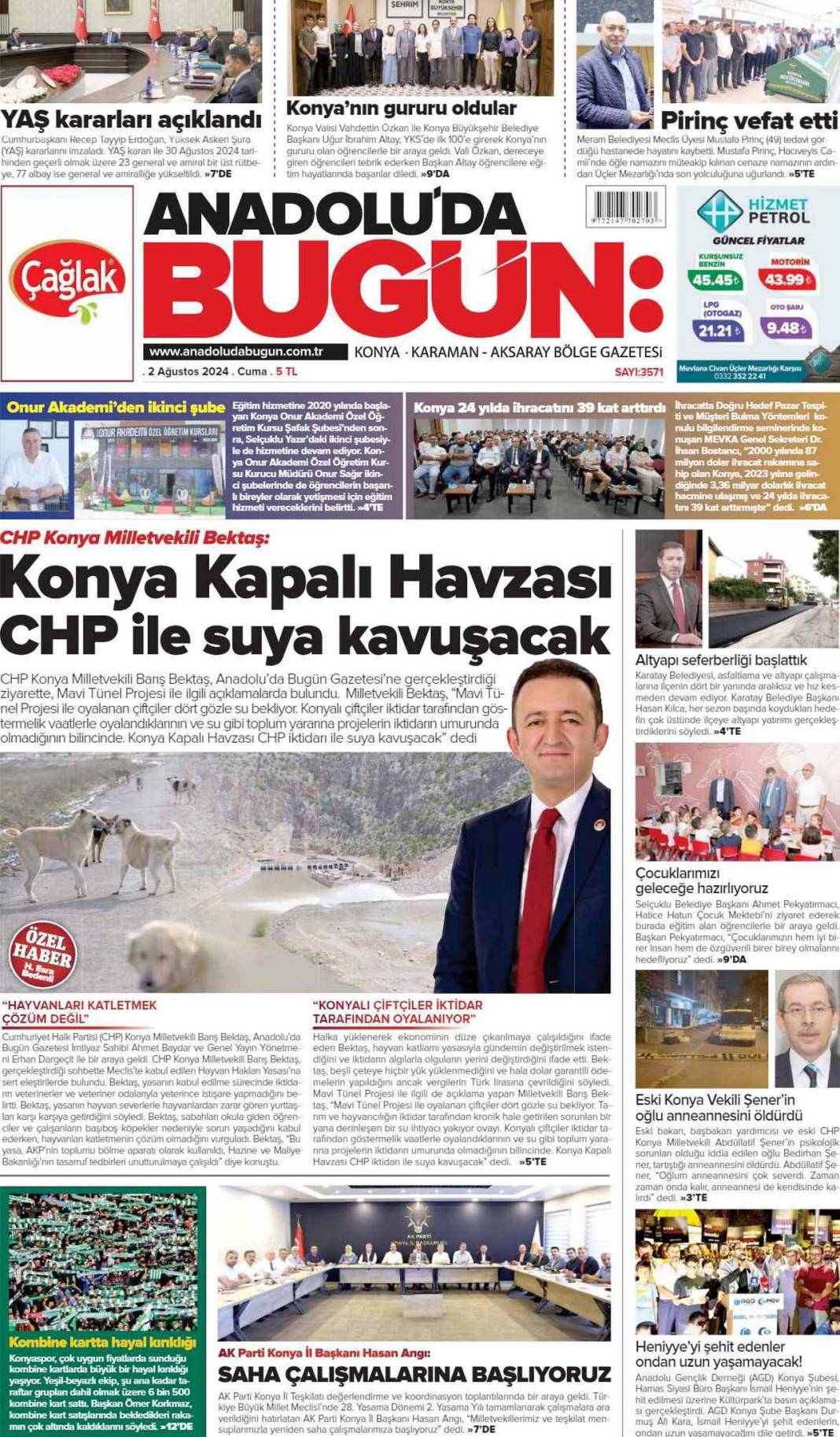 Konya'da günün gazete manşetleri (2 Ağustos 2024) 8