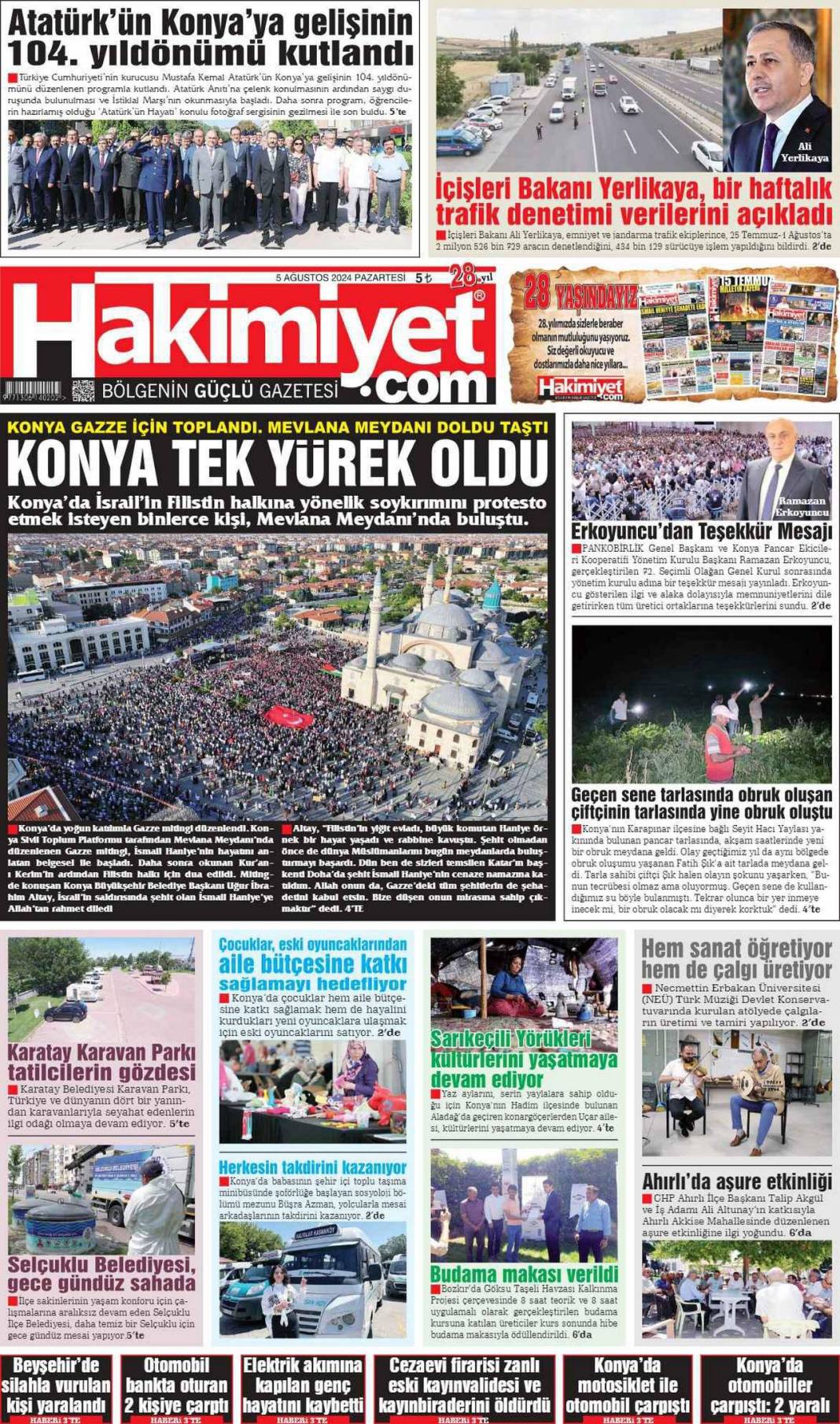 Konya'da günün gazete manşetleri (5 Ağustos 2024) 7