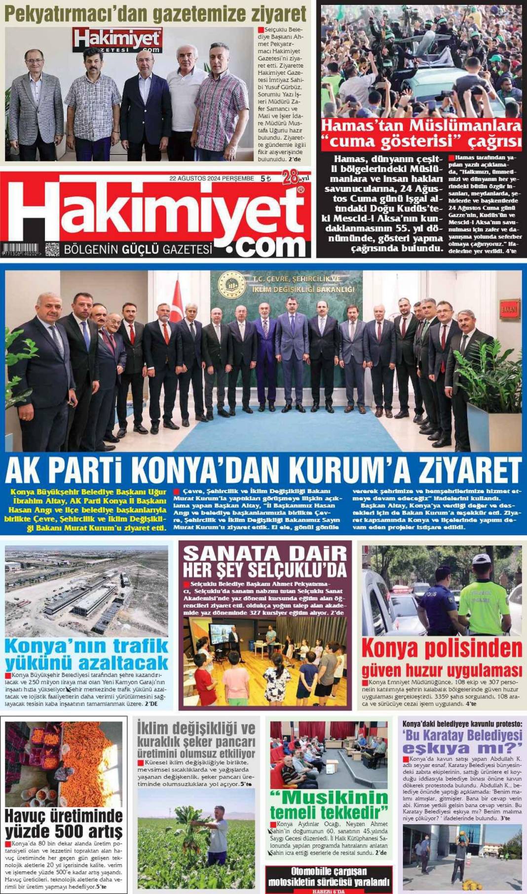 Konya'da günün gazete manşetleri (22 Ağustos 2024) 7