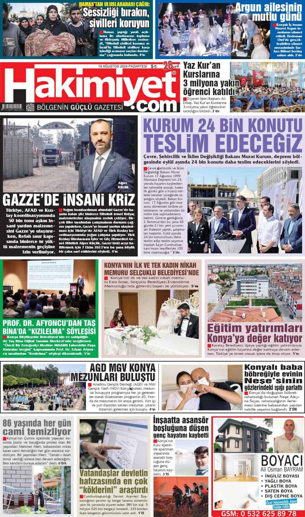 Konya'da günün gazete manşetleri (19 Ağustos 2024) 7