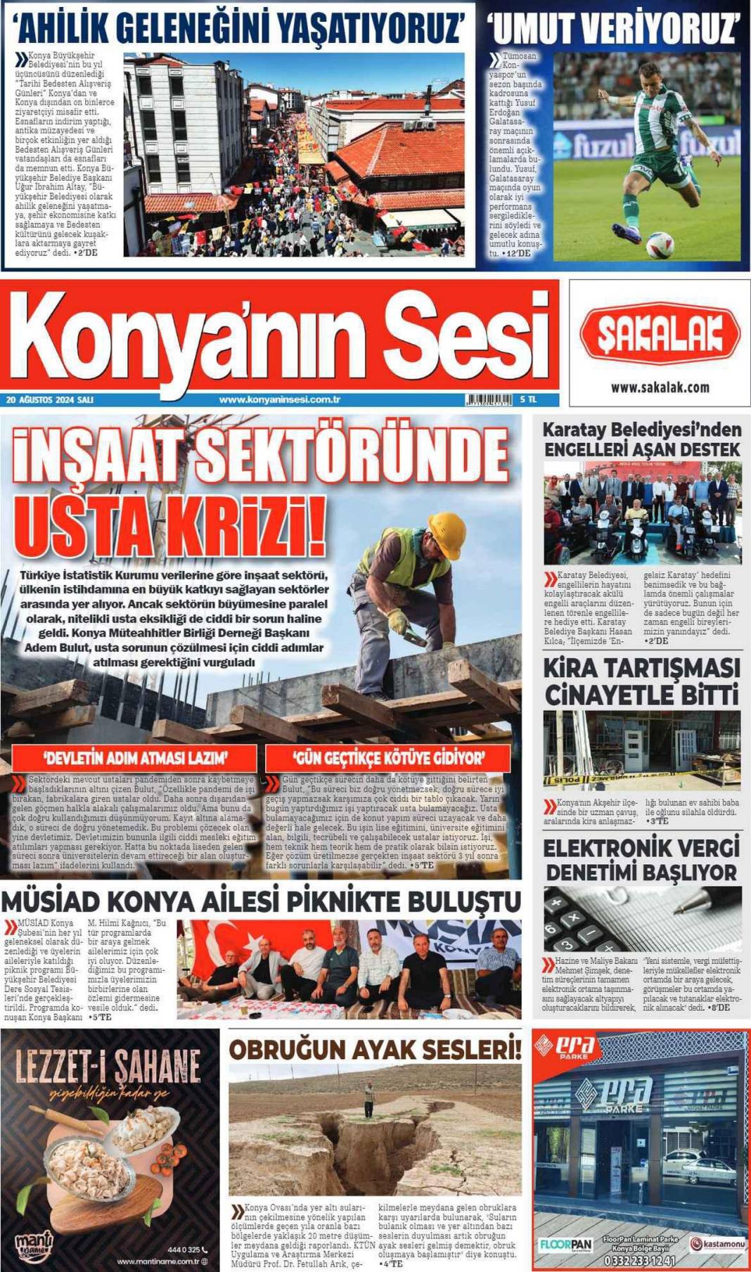 Konya'da günün gazete manşetleri (20 Ağustos 2024) 4