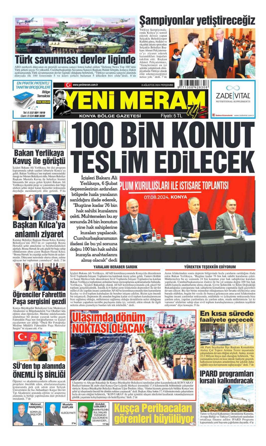 Konya'da günün gazete manşetleri (8 Ağustos 2024) 4