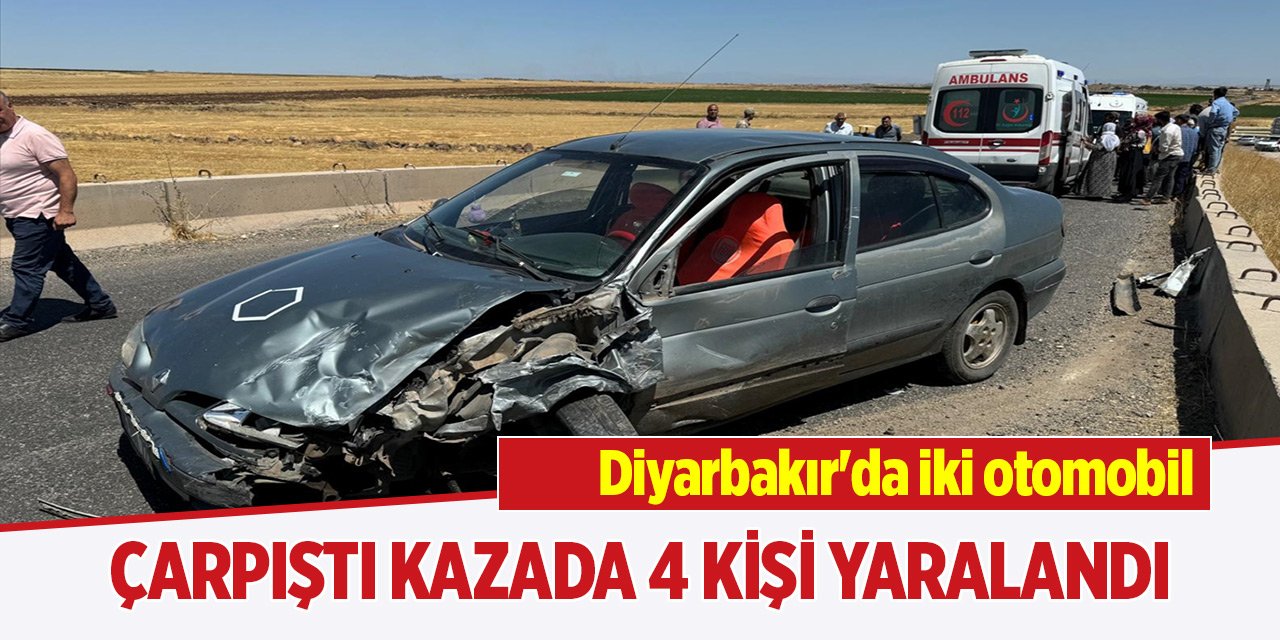 Diyarbakır'da iki otomobilin çarpıştığı kazada 4 kişi yaralandı